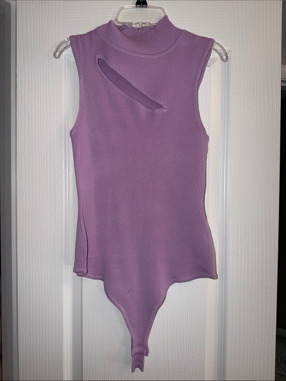 Fashion Nova Lavender Sleeveless Mock Neck Bodysuit with Cutout